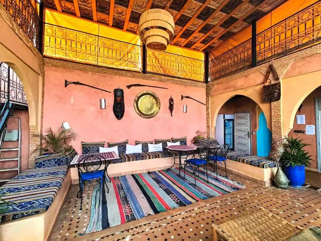 A view of the beautiful Moroccan inspired terrace at Koutoubia Royal riad.
