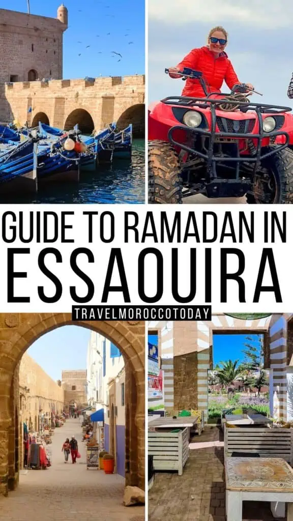 pin with text that says ramadan in Essaouira with pictures in the background.
